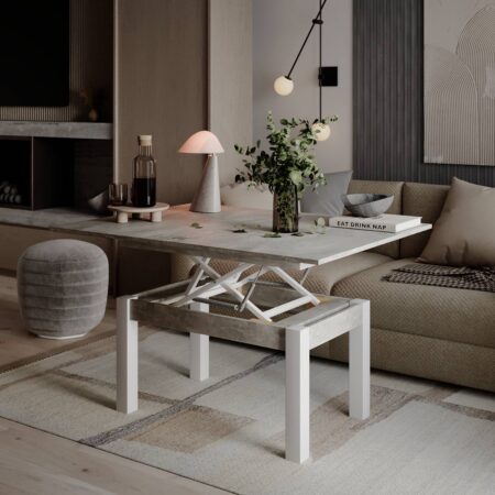 B-Fly Glass folding coffee table 120x75x90 cm – Light Atelier / White / White Pearl