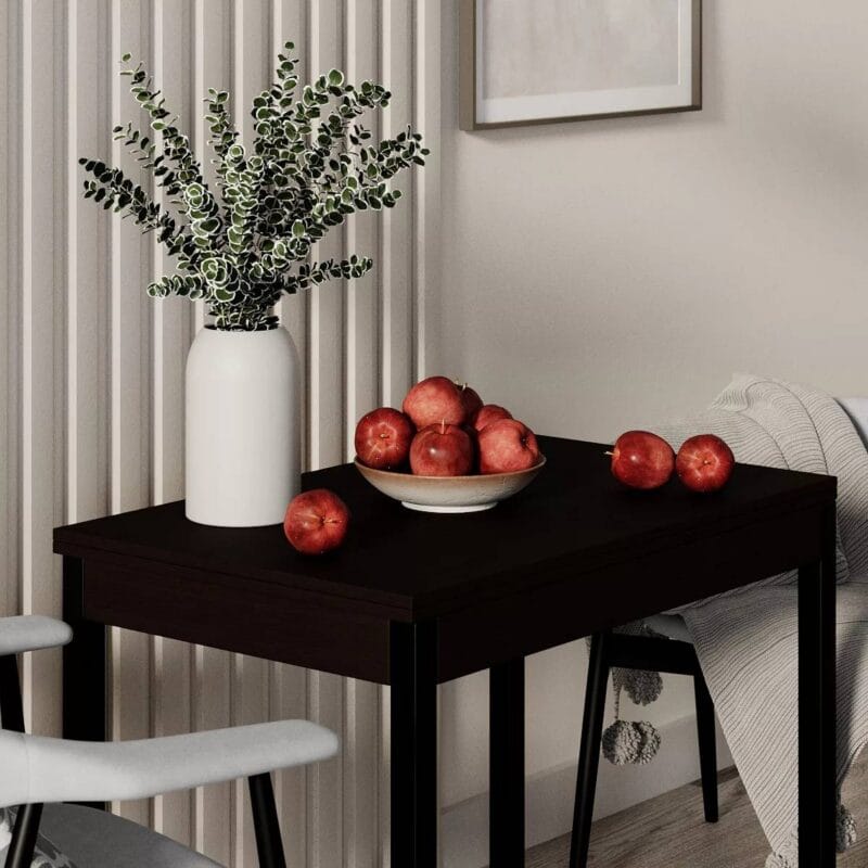 Стіл кухонний розкладний Lunch 90(120)x75x60(90) см – Венге / Чорний