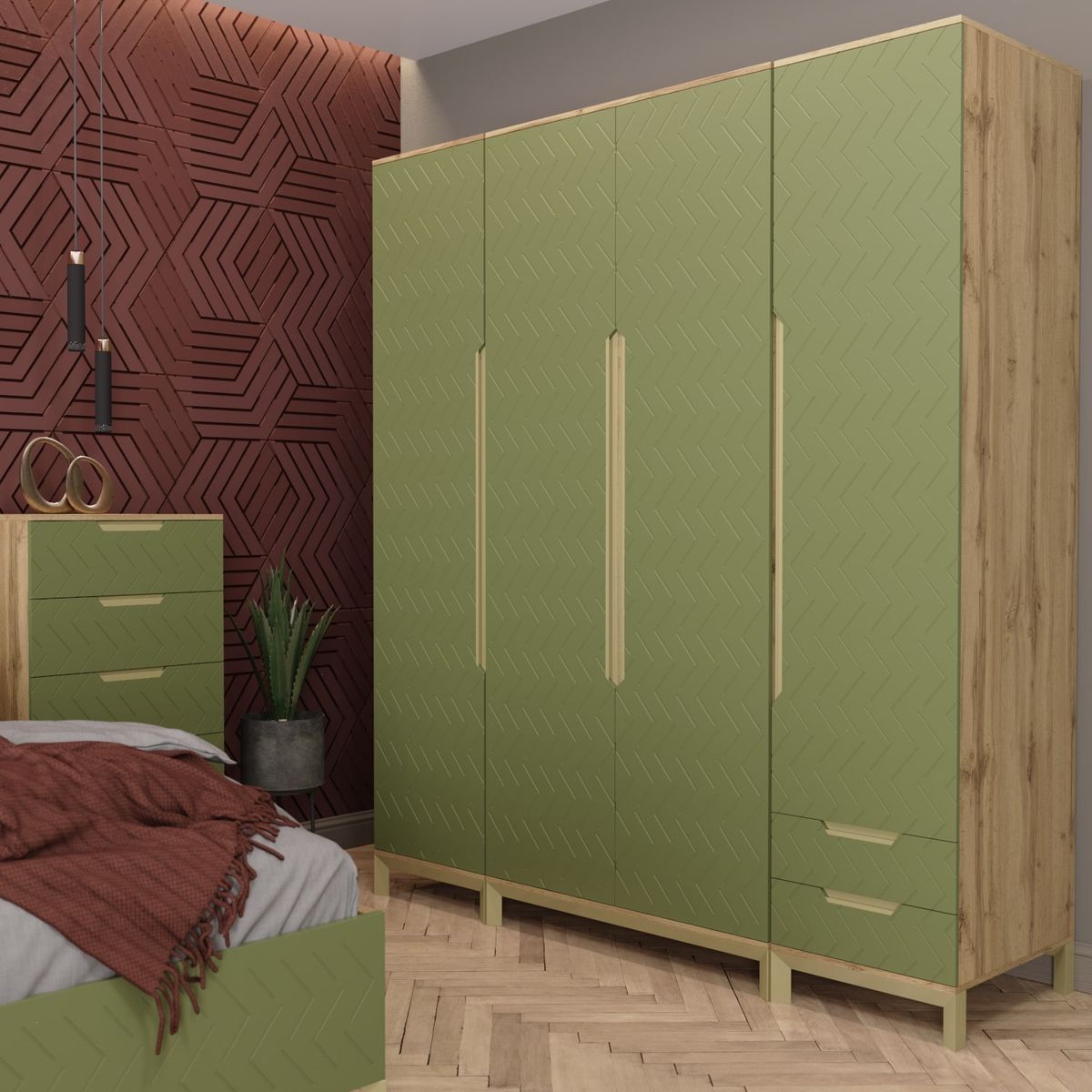 Swan 1 narrow wardrobe for the bedroom 50x230x60 cm – Bali Green