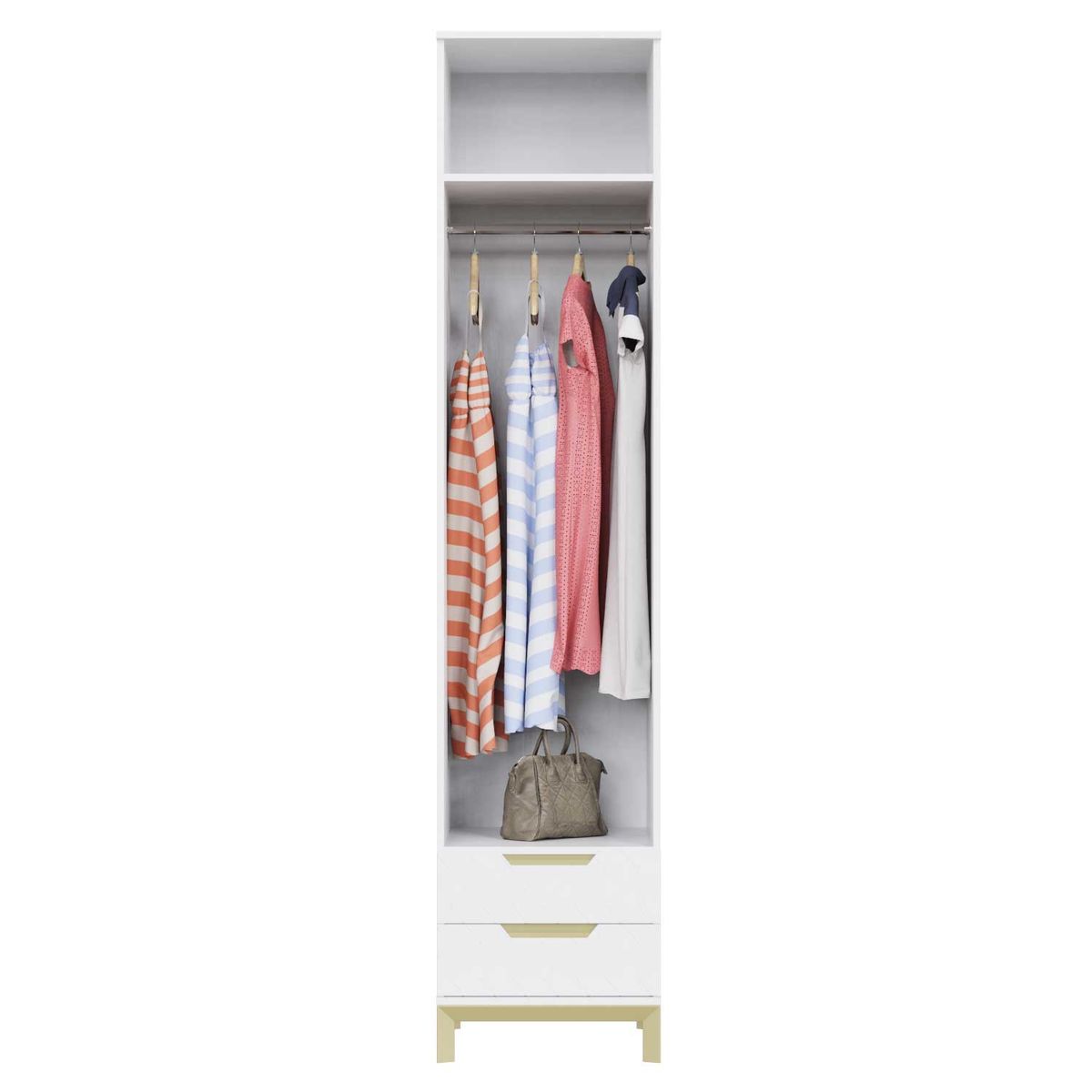 Swan 2 narrow wardrobe with drawers 50x230x60 cm – White Supermate