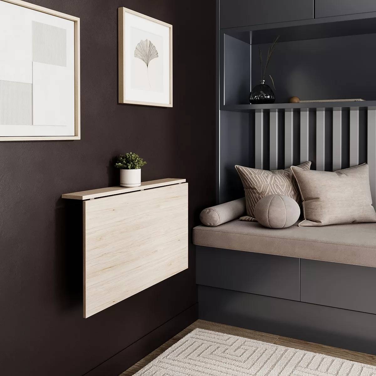 Купити відкидний настінний стіл Mini 90x12(50) см – Гікорі Рокфорд світлий за 1680 грн Відкидний настінний стіл Mini 90x12(50) см – Гікорі Рокфорд світлий