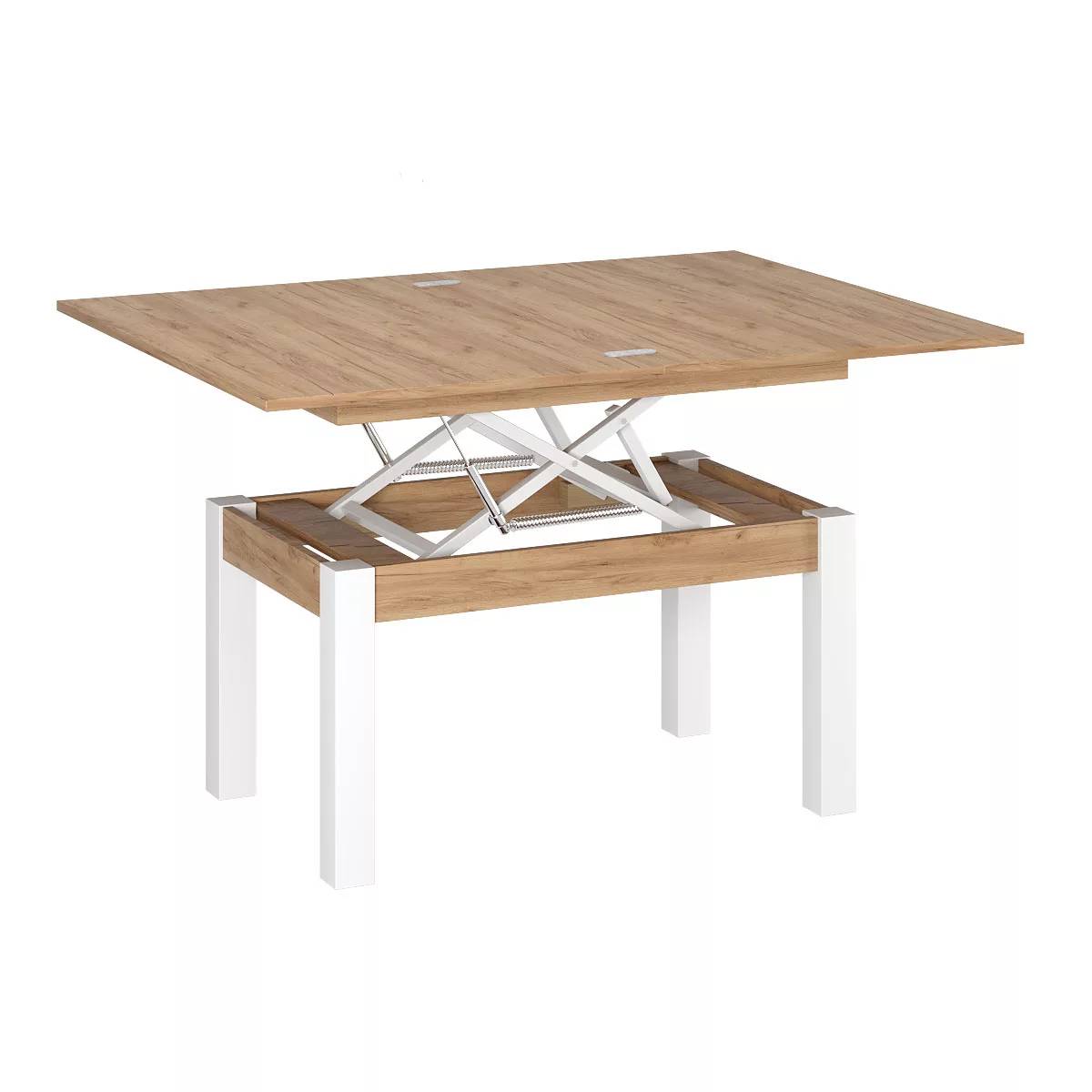 B-Fly coffee table to dining table 120x75x90 cm – Craft Gold Oak / White Diamond