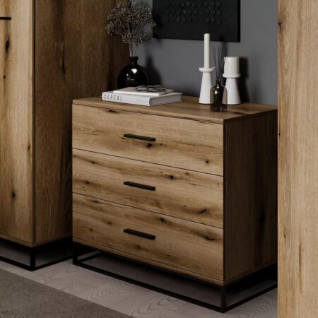 Комод у спальню лофт на 3 шухляди Ascet 80x70x42.5 см – Дуб Евок