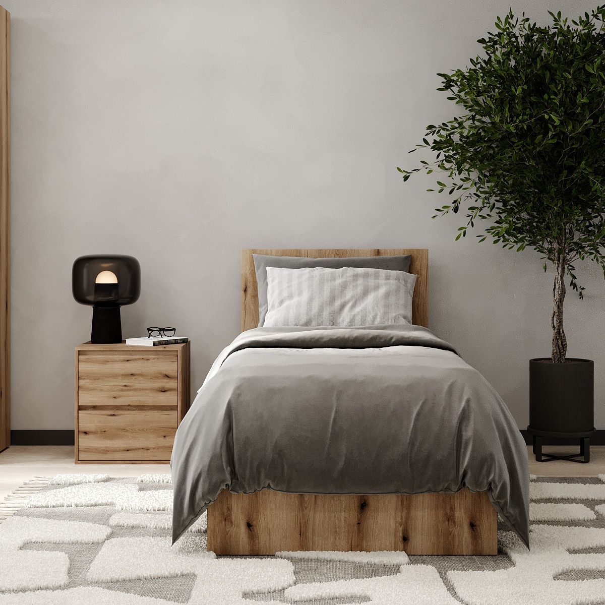 Кровать односпальная 90х200 Light – Дуб Евок