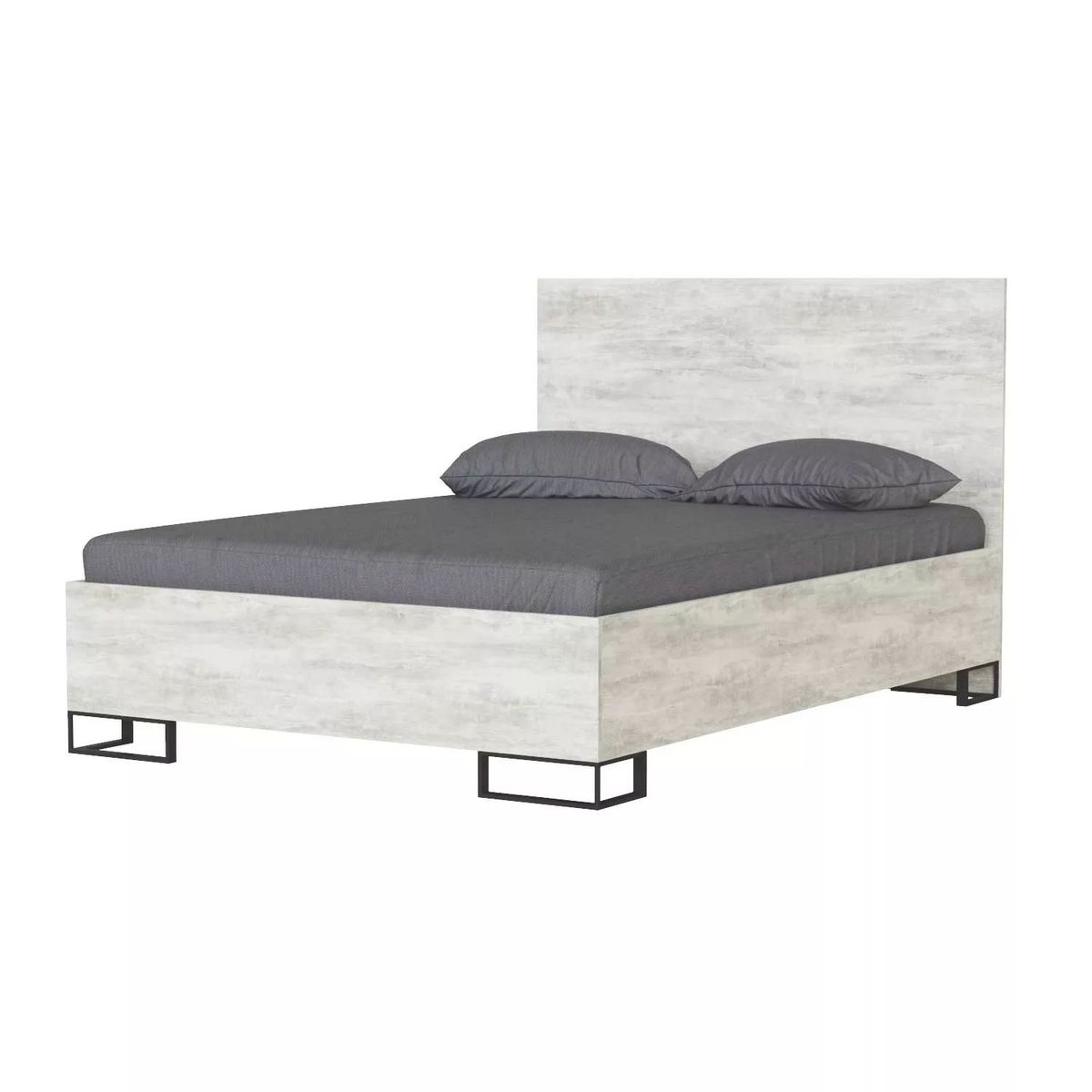 Спальный комплект Ascet: кровать 140х200 и 2 прикроватные тумбы – Ателье светлый