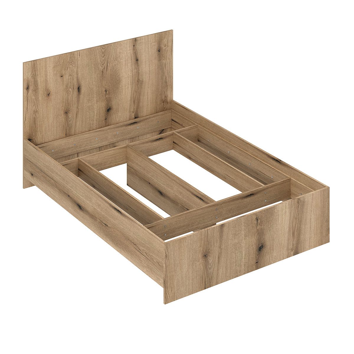 Light 3-piece bedroom set: European double bed frame and 2 bedside tables – Evoke Oak