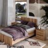 Light 3-piece bedroom set: European double bed frame and 2 bedside tables – Evoke Oak