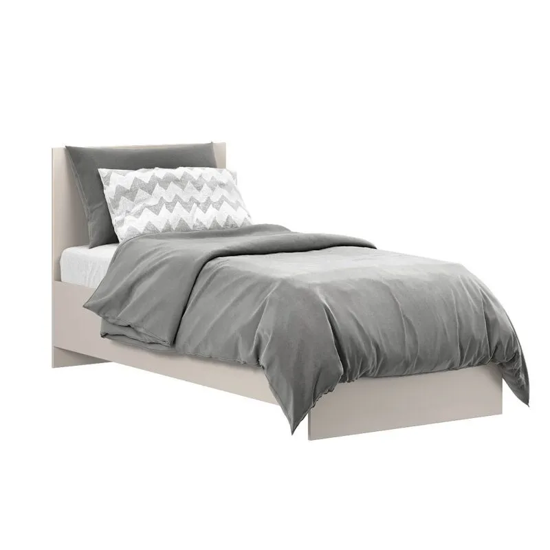 Light modular bedroom: European single bed frame and bedside table – Cashmere