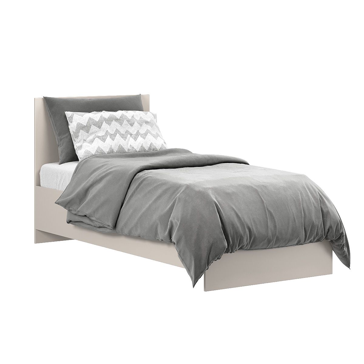 Light modular bedroom: European single bed frame and bedside table – Cashmere