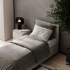 Light modular bedroom: European single bed frame and bedside table – Cashmere