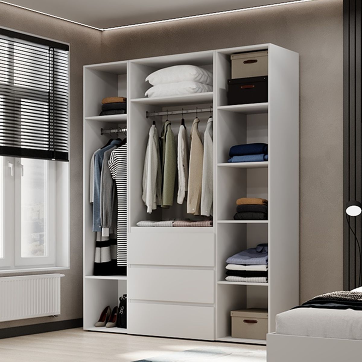 Buy hinged combined wardrobe №1 Light 160x220x50 cm – White Diamond for 15360 UAH Hinged combined wardrobe №1 Light 160x220x50 cm – White Diamond