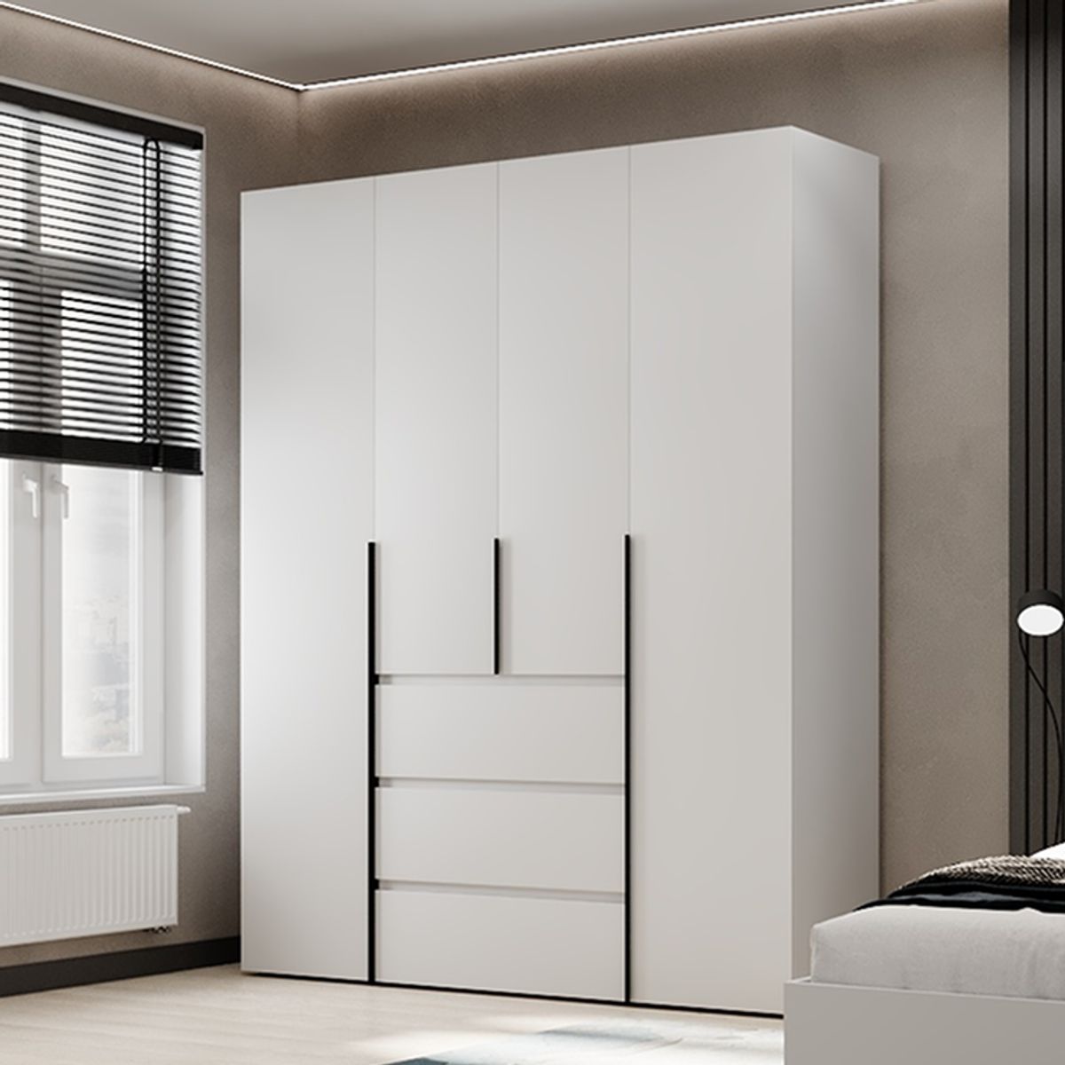 Buy hinged combined wardrobe №1 Light 160x220x50 cm – White Diamond for 15360 UAH Hinged combined wardrobe №1 Light 160x220x50 cm – White Diamond