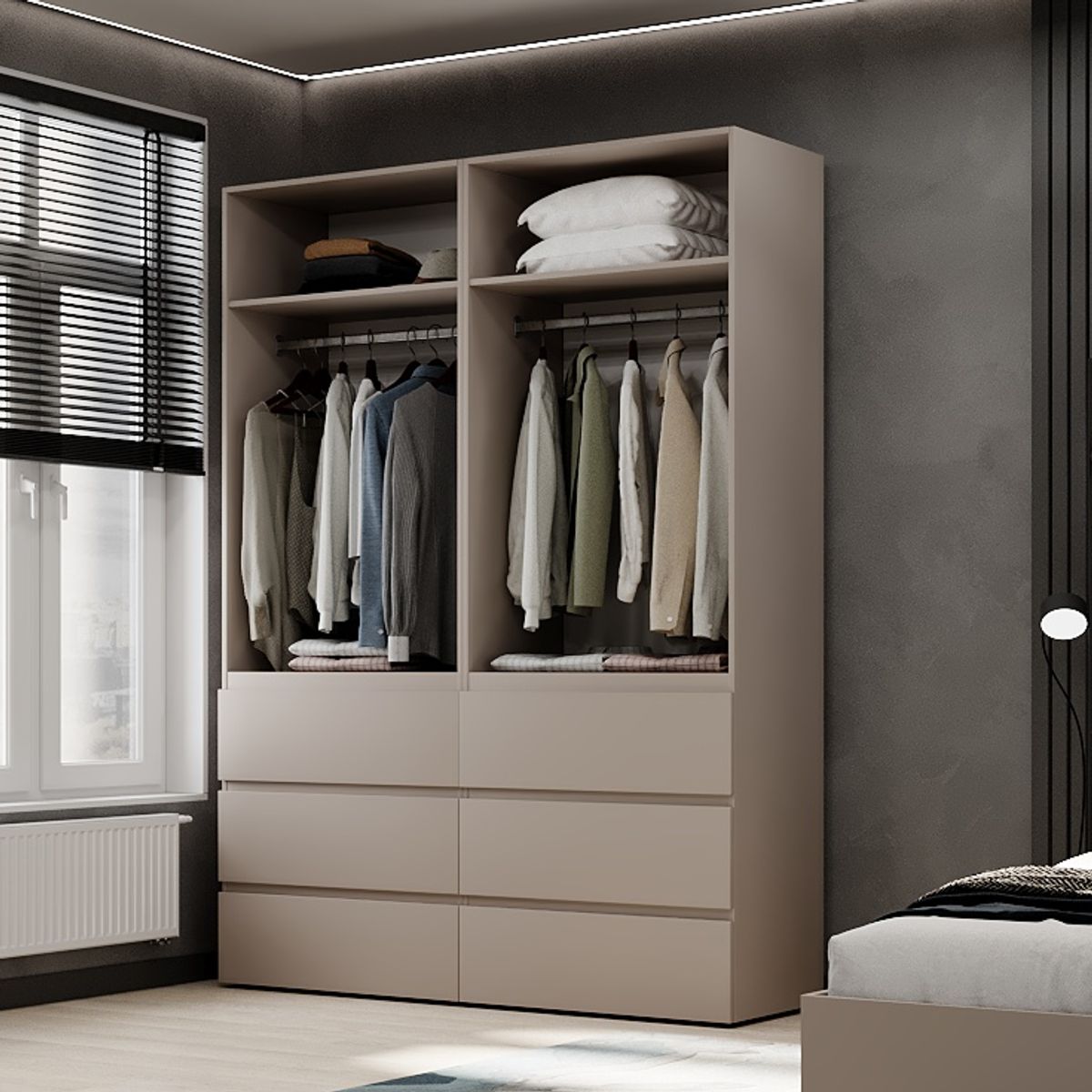 Hinged combined wardrobe №10 Light 160x220x50 cm – Cashmere