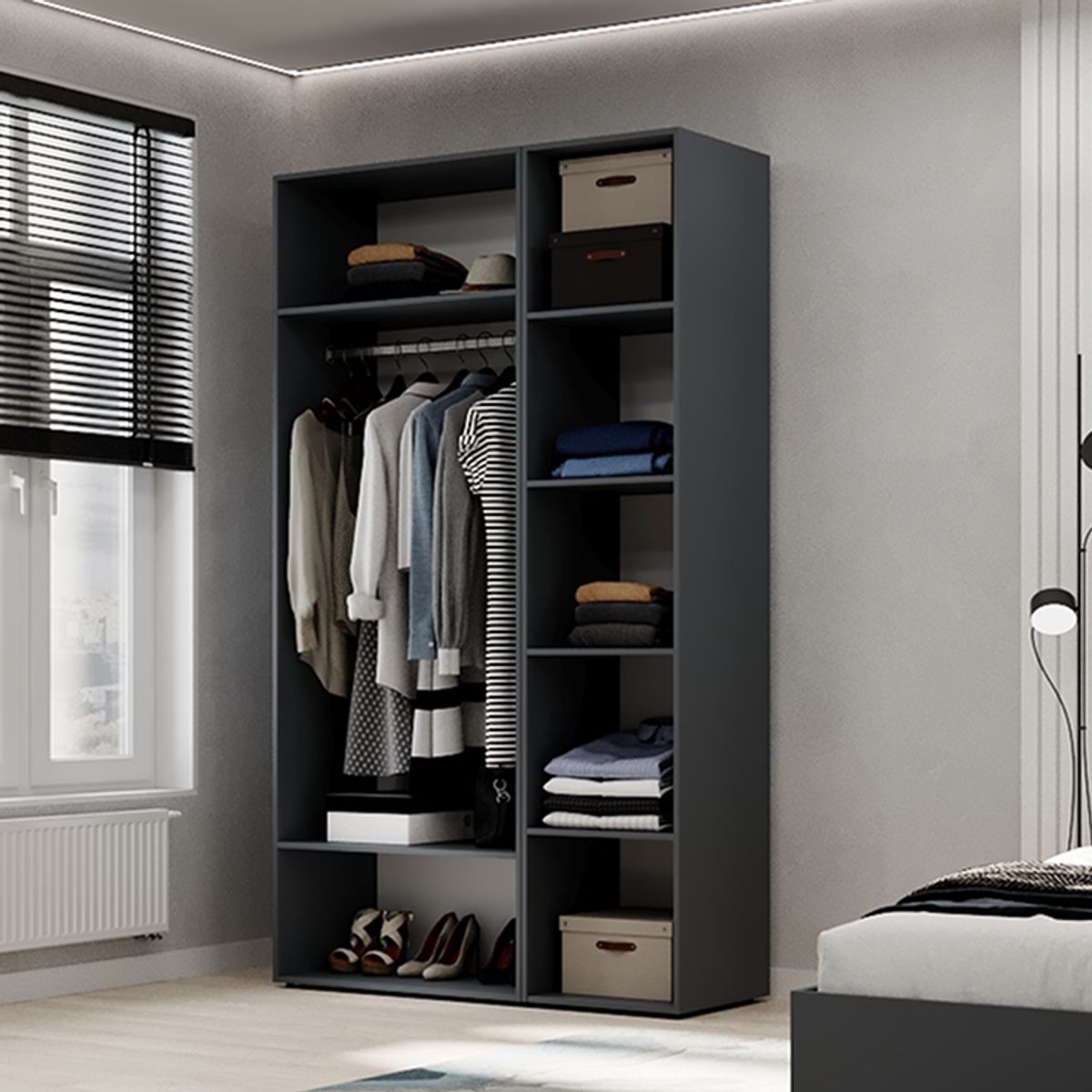 Buy hinged combined wardrobe №12 Light 120x220x50 cm – Graphite for 9744 UAH Hinged combined wardrobe №12 Light 120x220x50 cm – Graphite