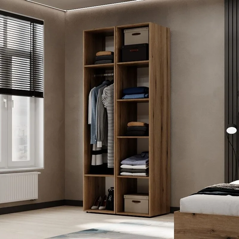Light №13 2-Door Wardrobe with Shelves 80x220x50 cm – Evoke Oak