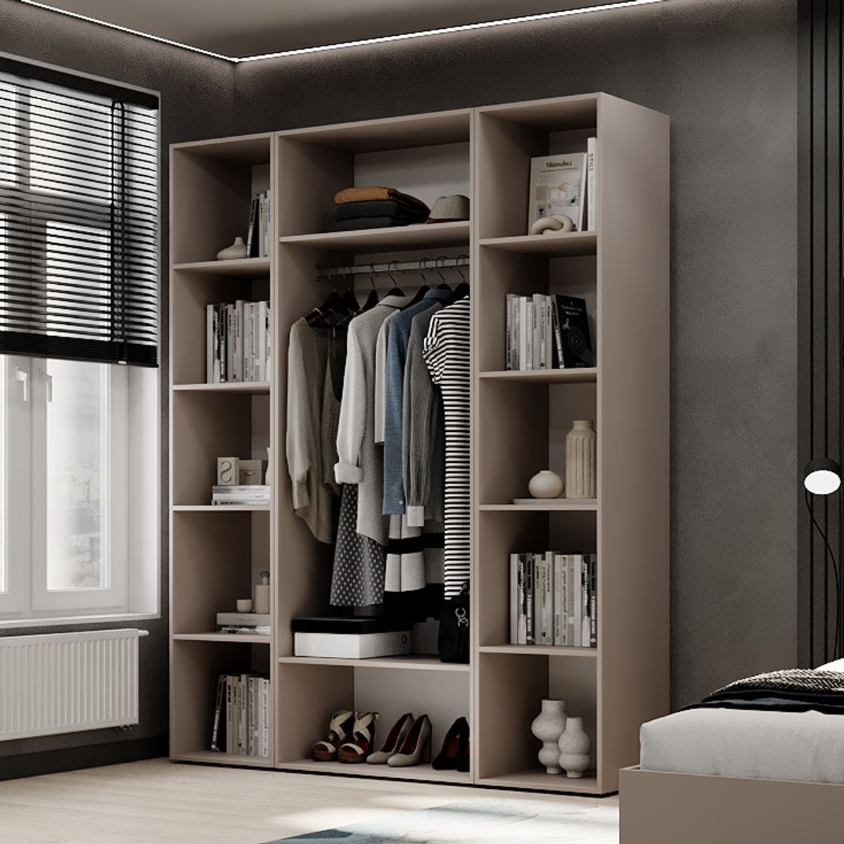 Hinged combined wardrobe №15 Light 160x220x50 cm – Cashmere