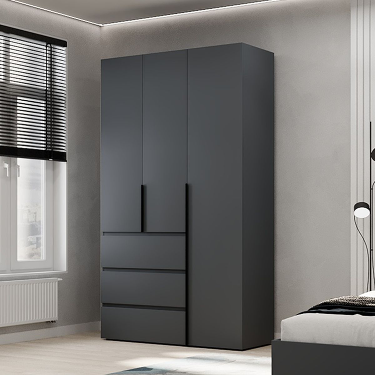 Buy hinged combined wardrobe №2 Light 120x220x50 cm – Graphite for 11358 UAH Hinged combined wardrobe №2 Light 120x220x50 cm – Graphite