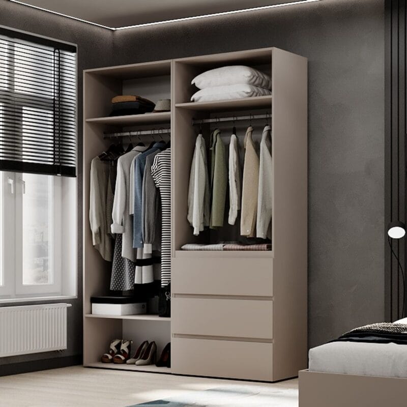 Light №5 four-door hinged wardrobe 160x220x50 cm – Cashmere