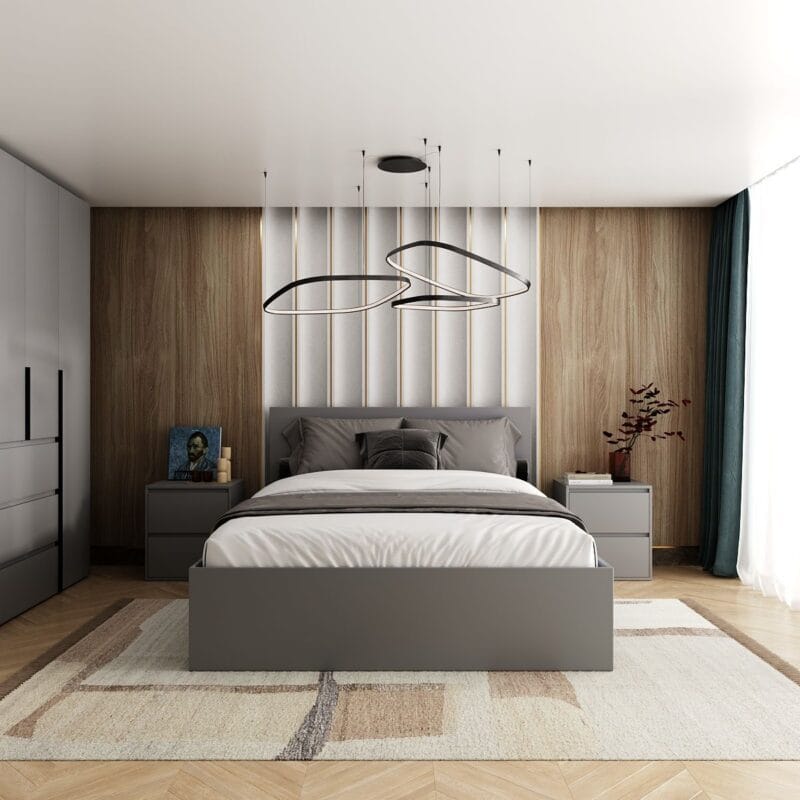 Комплект мебели для спальни Light: кровать 160х200 и 2 тумбы – Графит