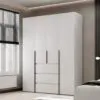 Шафа розпашна з полицями на 4 двері Light №1 160x220x50 см – Білий діамант
