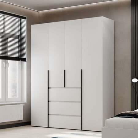 Light №1 hinged wardrobe with shelves 160x220x50 cm – White Diamond