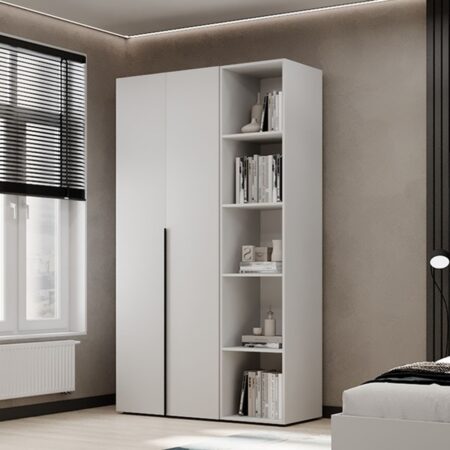 Hinged combined wardrobe №11 Light 120x220x50 cm – White Diamond