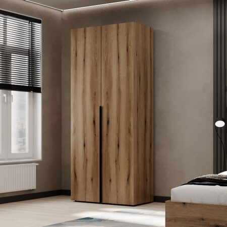 Light №13 2-Door Wardrobe with Shelves 80x220x50 cm – Evoke Oak