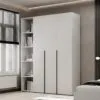 Шкаф распашной на 3 двери с открытыми полками Light №16 160x220x50 см – Белый бриллиант