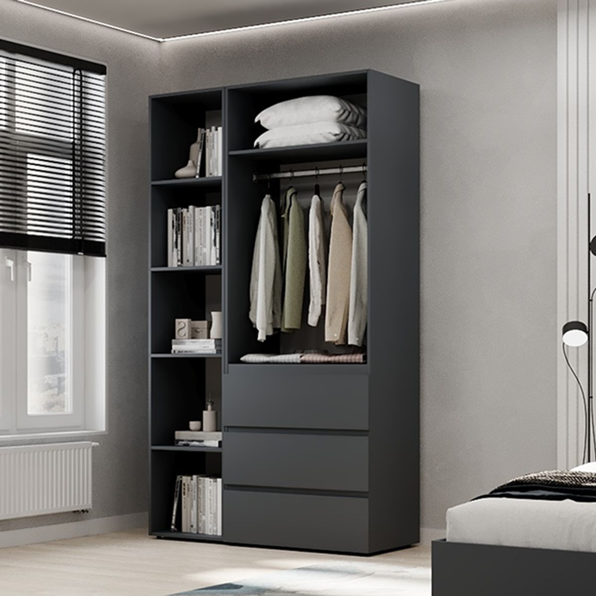 Шафа розпашна комбінована №7 Light 120x220x50 см – Графіт