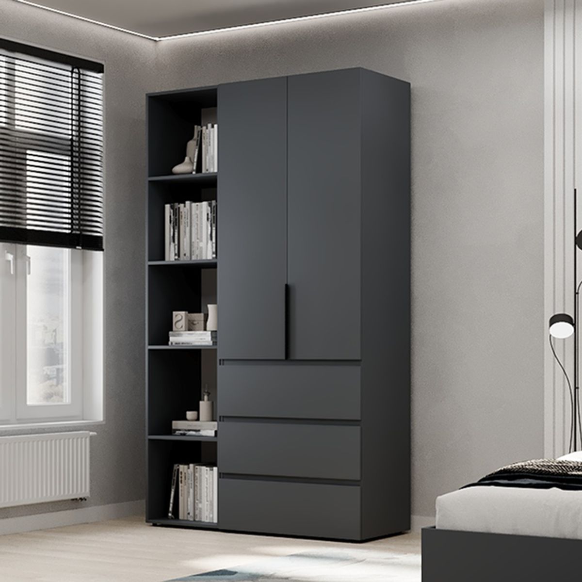 Шафа розпашна комбінована №7 Light 120x220x50 см – Графіт