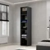 Шкаф пенал с полками открытый Light 40x220x50 см – Графит