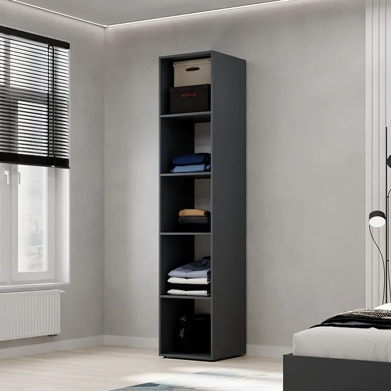 Шкаф пенал с полками открытый Light 40x220x50 см – Графит