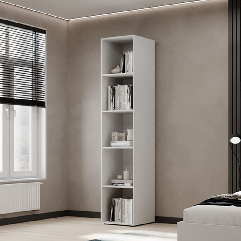 Шкаф пенал с полками закрытый Light №1 40x220x50 см – Белый бриллиант