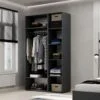 Шкаф трехдверный распашной Light №12 120x220x50 см – Графит