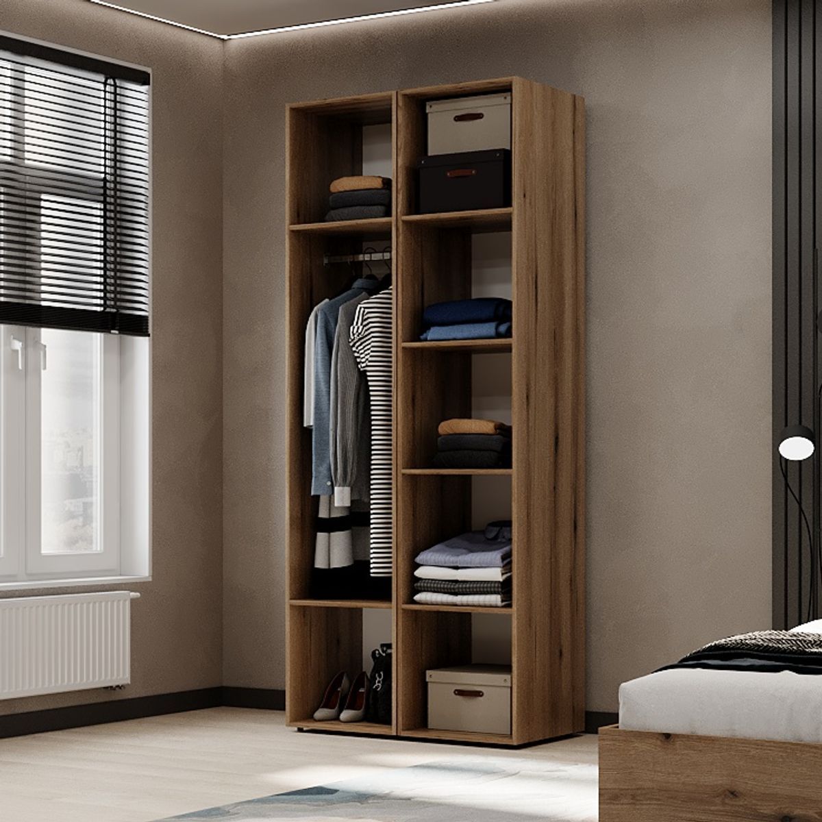 Шкаф распашной комбинированный №13 Light 80x220x50 см – Дуб Эвок