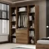 Шкаф трехдверный с открытыми полками Light №8 160х220х50 см – Дуб Эвок