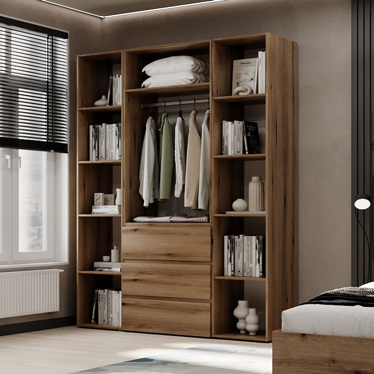 Шкаф распашной комбинированный №8 Light 160x220x50 см – Дуб Эвок