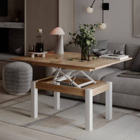 Журнальный стол-трансформер B-Fly 120x75x90 см – Дуб Крафт золотой / Белый бриллиант