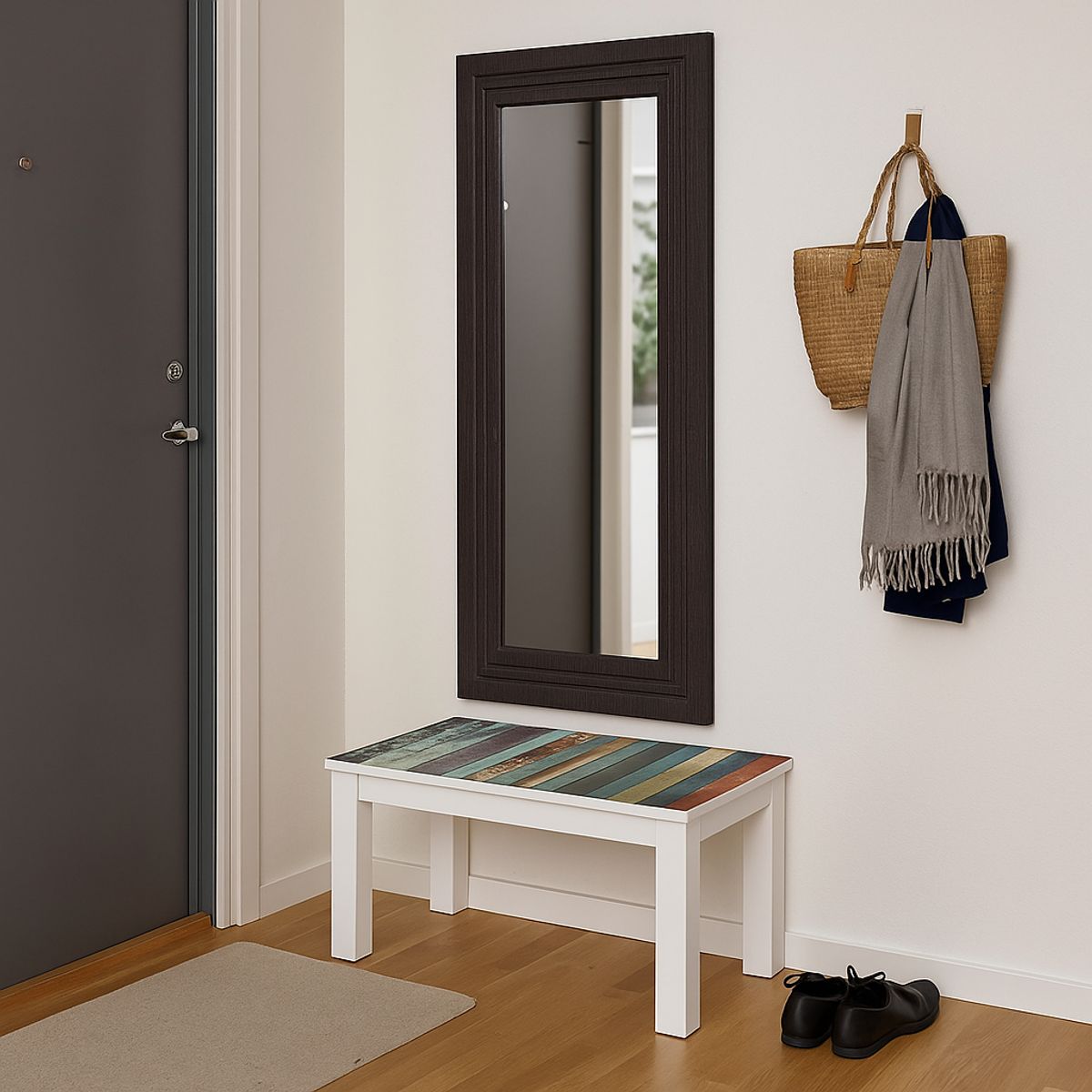 Bourbon Wood Frame Full Length Hallway Mirror Rectangular 120*60 cm – Tobacco Oak