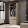 Light №2 2 door bedroom wardrobe with drawers 80x220x50 cm – Sonoma Oak