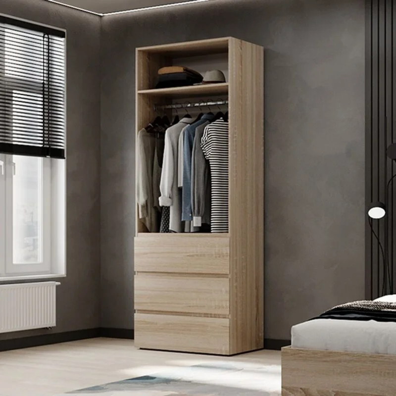 Light №2 2 door bedroom wardrobe with drawers 80x220x50 cm – Sonoma Oak