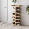 Light high narrow wooden shoe rack 50x111.7x31.7 cm – Sonoma Oak