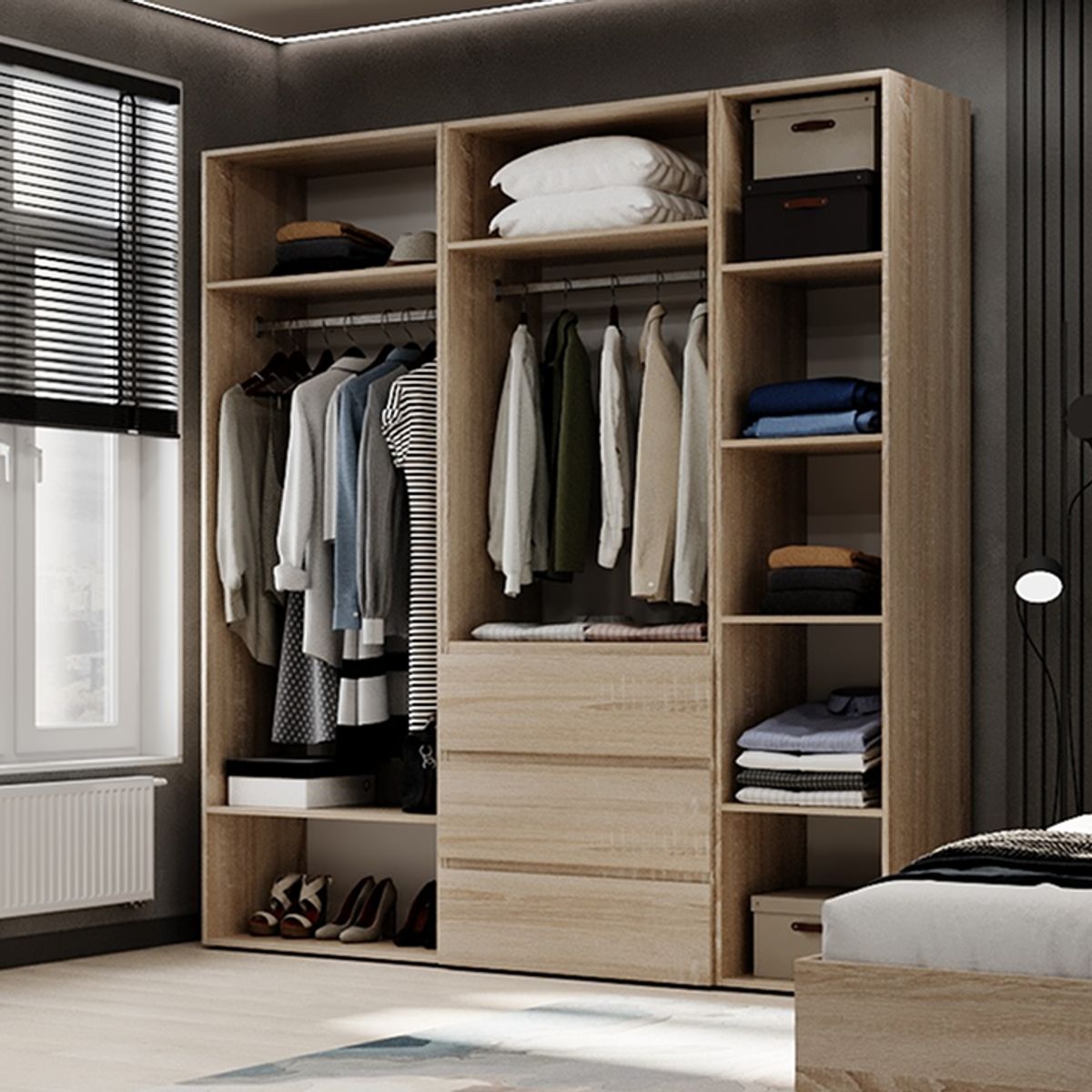Hinged combined wardrobe №4 Light 200x220x50 cm – Sonoma Oak