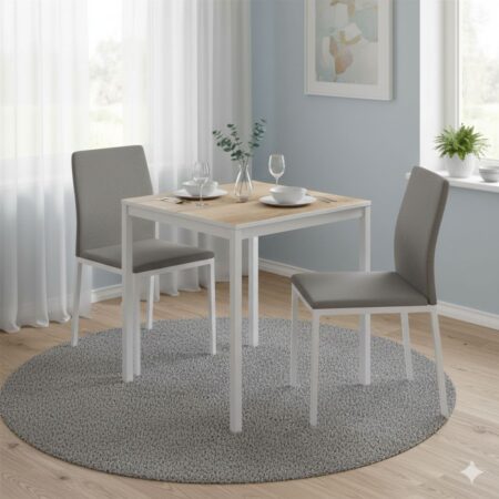 Brevity Loft mini dining table for two 67x75x67 cm – Evoke Oak / White Diamond