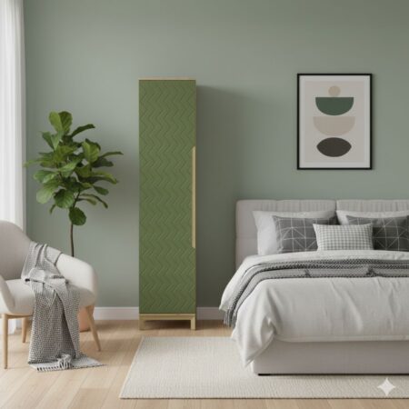 Шкаф пенал в спальню Swan 1 50x230x60 см – Бали зеленый