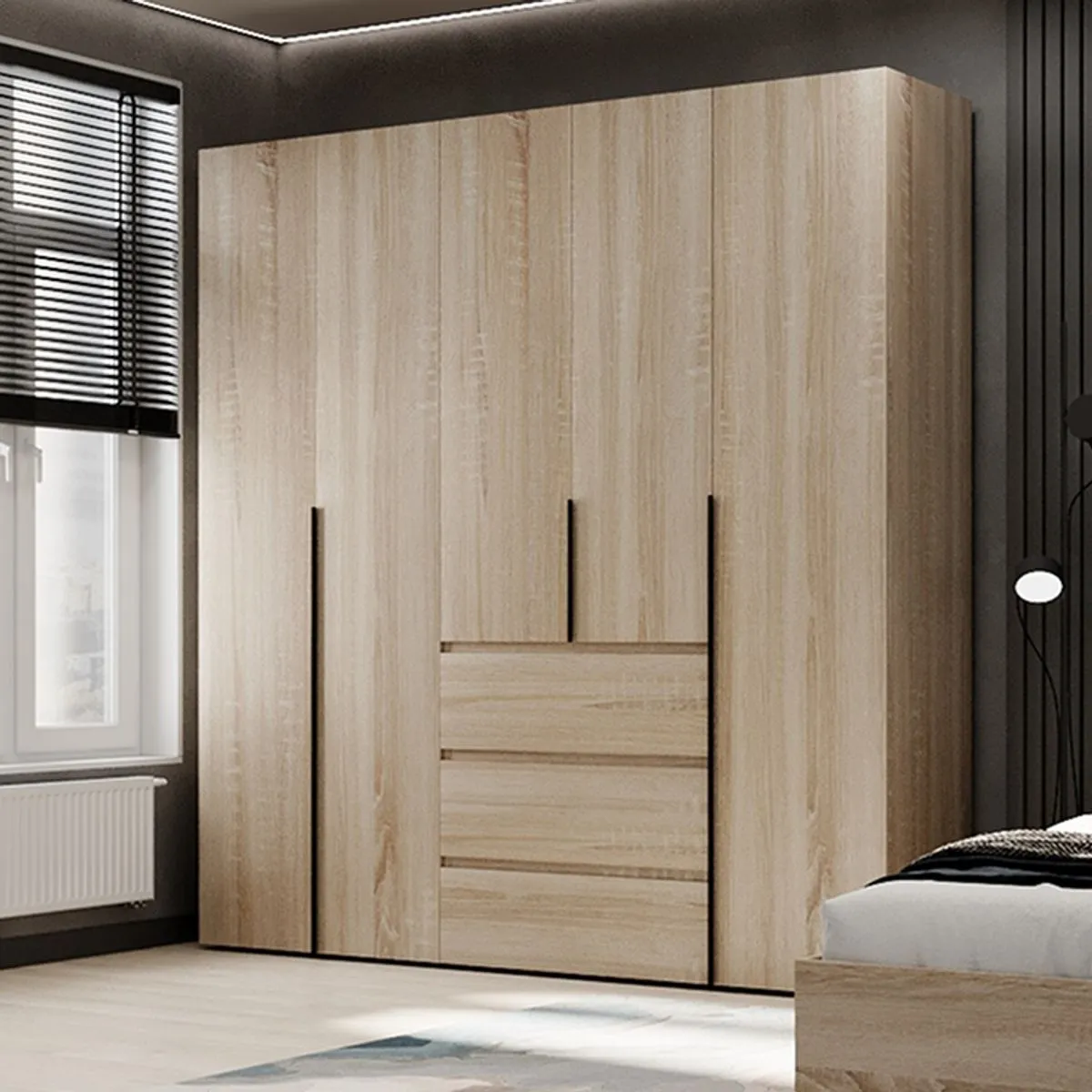 Шафа розпашна п'ятидверна Light №4 200x220x50 см – Дуб Сонома