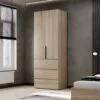Light №2 2 door bedroom wardrobe with drawers 80x220x50 cm – Sonoma Oak