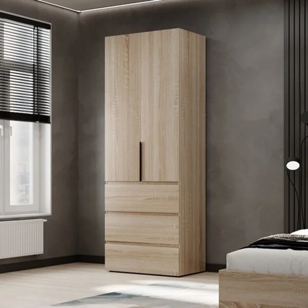 Light №2 2 door bedroom wardrobe with drawers 80x220x50 cm – Sonoma Oak