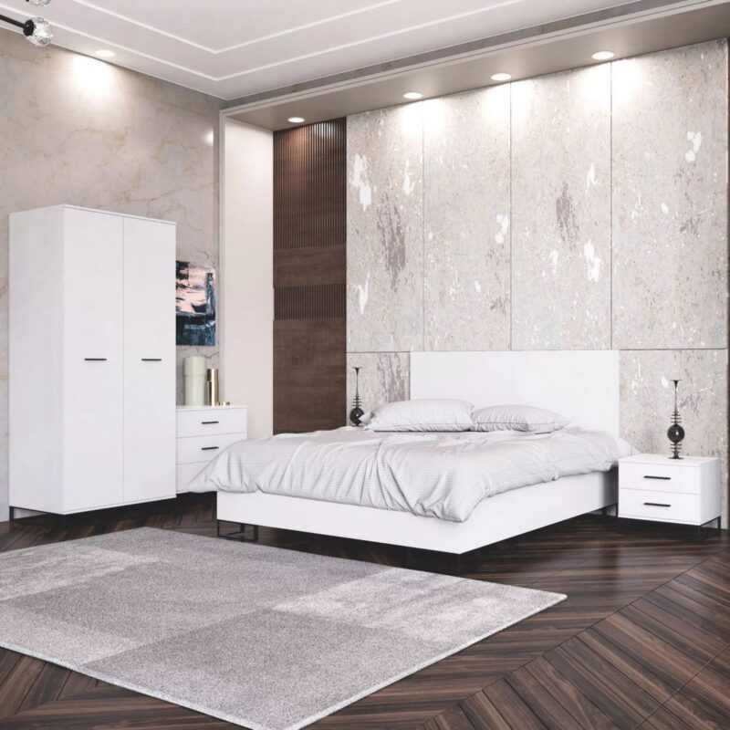 Ascet 2 door loft wardrobe with shelves 90x200x59 cm – White Diamond