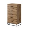 Ascet high 5 drawer chest dresser 60x108x42.5 cm – Evoke Oak